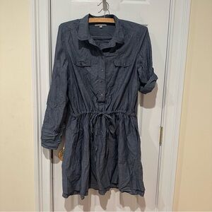 The GAP, Chambray Button-Up Dress, Tie at waist, Size Large